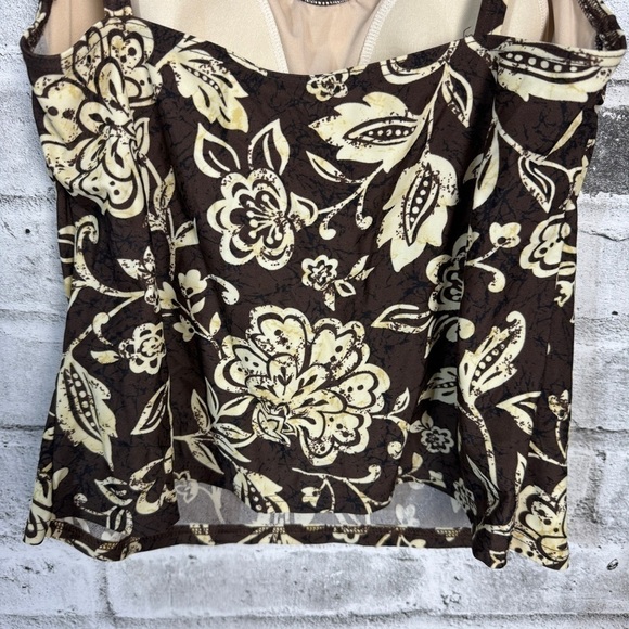 Vintage Y2K Retro Hawaiian Print Tankini Swim Crop Top - Picture 7 of 10